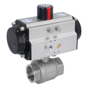 Ball valve MU 11/4", with actuator OE, SR65, Stainless steel/PTFE-FKM, spring return