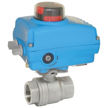 Ball valve MU, 11.2 ", with drive NE05, Stainless steel / PTFE FKM, 24V DC, term 8sec.