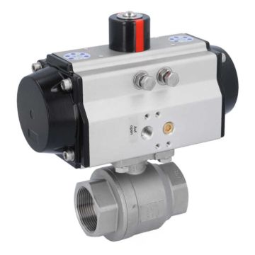 Ball valve MU 11/2", with actuator OE, SR75, Stainless steel/PTFE-FKM, spring return