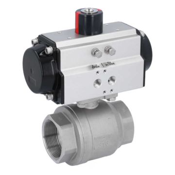 Ball valve MU 2", with actuator OD, DA65, Stainless steel/PTFE-FKM, double acting