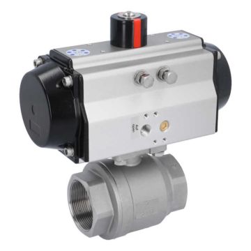 Ball valve MU 2", with actuator OE, SR85, Stainless steel/PTFE-FKM, spring return