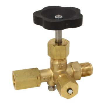 Pressure gauge shut-off valve, 1/2 ", PN250, Brass, socket-spigot-Prüfz., With handwheel