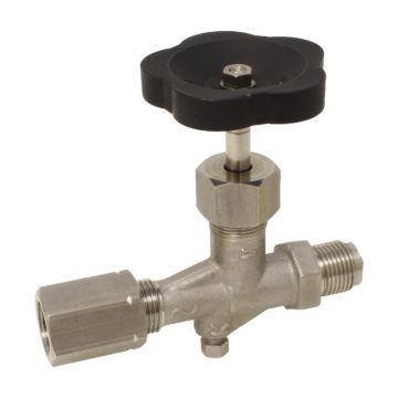 Pressure gauge shut-off valve, 1/2 ", PN400, 1.4571, sleeve-pin, with handwheel