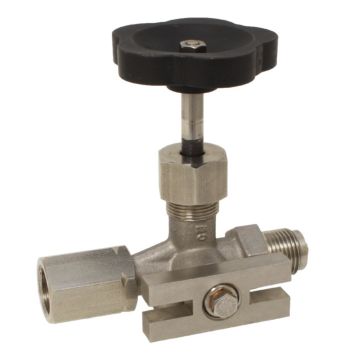 Pressure gauge shut-off valve, 1/2 ", PN400, 1.4571, socket-spigot-Prüffl.,with handwheel