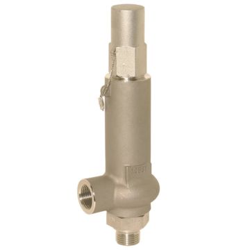 Safety valve 3/8 "-1/2" input / output, gas-tight with fan knob, stainless steel