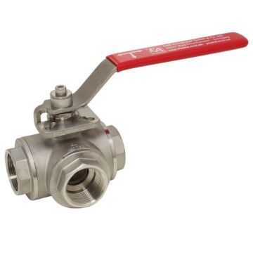 3-Wege Kugelhahn 11/4", d25, PN63, T-Bohrung, Edelstahl 1.4408/PTFE-FKM