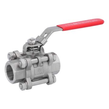 Ball valve 3/4 ", PN64, 1.4408 / PTFE, Female, full bore, DIN3202-M3