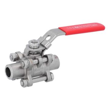 Ball valve DN10, PN64, 1.4408 / PTFE, Weld ends, full bore, DIN3202-S13