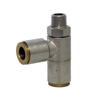 Tee conical swivelling D04-G1/8"=side, automatic plug connection brass