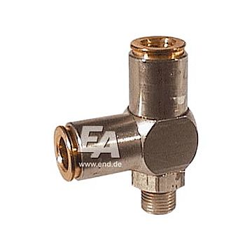 Tee conical swivelling D05-G1/4"=side, automatic plug connection brass