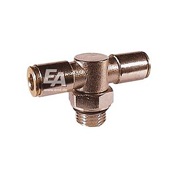 Tee cylind. swivelling D05-G1/4"=centre, automatic plug connection brass