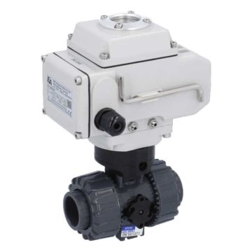 Ball valve-SH, DN10/d16, actuator-LE05, PVC-U/PTFE-EPDM, 24V DC, operating time app.20s