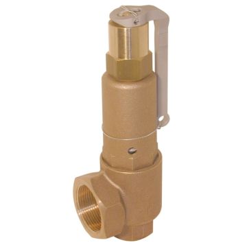 Safety valve, input 1/2 "output 1", Rotguß / PTFE, with fan lever