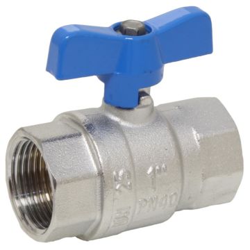 Ball valve 1/4 ", PN40, brass / PTFE FKM, Female, full bore, butterfly handle