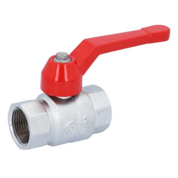 Kugelhahn 3/4", PN40, Ms/PTFE-FKM Innengewinde, voller Durchgang, Handhebel=rot