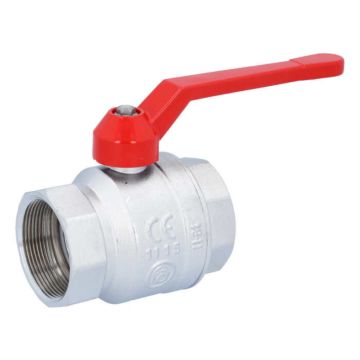 Kugelhahn 2", PN40, Ms/PTFE-FKM Innengewinde, voller Durchgang, Handhebel=rot