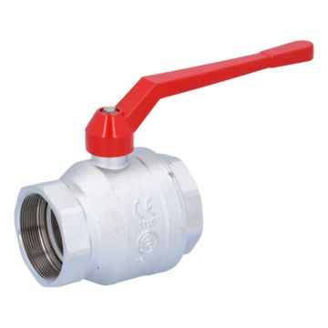 Ball valve 21/2 ", PN25, brass / PTFE FKM, Female, full bore, hand lever = red