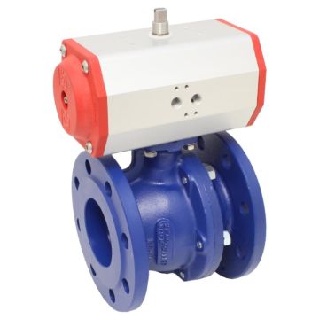 Ball valve TF, DN20, with drive-ED, ED55, Cast iron-40, stainless steel, PTFE / NBR, double 