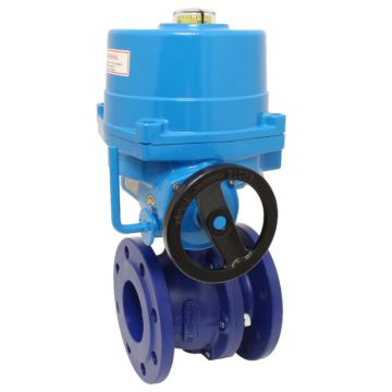 Ball valve TF, DN65, with drive-NE09, Cast iron-40 / brass-hard chrome plated, PTFE / NB