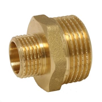 Hexagon nipple - reduced, 1/2"-1/4", brass bright - PN16 (232psi)