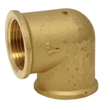 Elbow 90º, female - female 3/8", brass bright - PN16 (232psi)