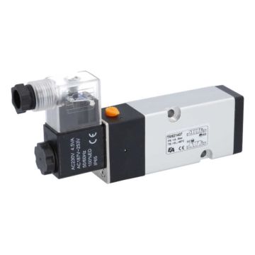 3/2 - 5/2 way solenoid valve, Namur, 24V DC, 1/4 ", 1.5-8bar, with manual override, Aluminum / 