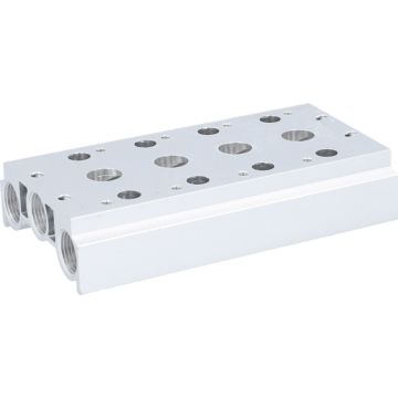 Multiple manifold 3/8", for 5/2-way solenoid v. TM, 4-fold, aluminium, icl. screws and sealings