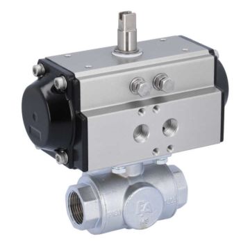 Ball valve TN, 3/4 ", with drive-OD, DW50, brass/PTFE-FKM, L-bore, double-acting