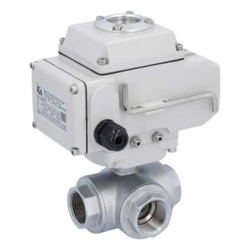 Ball valve TN, 1", with actuator-LE05, brass/PTFE-FKM, L-bore, 24V DC, oper. time 20sec.