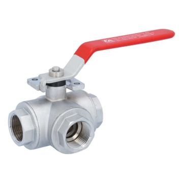 3-way ball valve 1 ", PN20, brass / PTFE FKM, L-bore, sealed on all