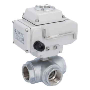 Ball valve TN, 11/4", with actuator-LE05, brass/PTFE-FKM, L-bore, 24V DC, oper. time 20sec.