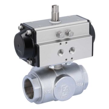 Ball valve TN, 11/4 ", with drive-OD, DW50, brass/PTFE-FKM, L-bore, double-acting