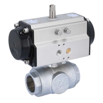 Ball valve TN, 11/4 ", with drive-OE, EW65, brass/PTFE-FKM, L-bore, spring return