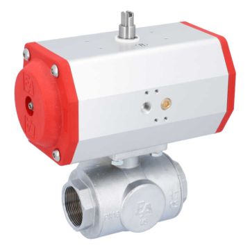 Ball valve TN, 11/2 ", with drive-EE, EW85, brass/PTFE-FKM, L-bore, spring return