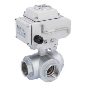 Ball valve TN, 11/2", with actuator-LE05, brass/PTFE-FKM, L-bore, 24V DC, oper. time 20sec.