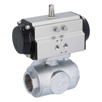 Ball valve TN, 11/2 ", with drive-OD, DW65, brass/PTFE-FKM, L-bore, double-acting