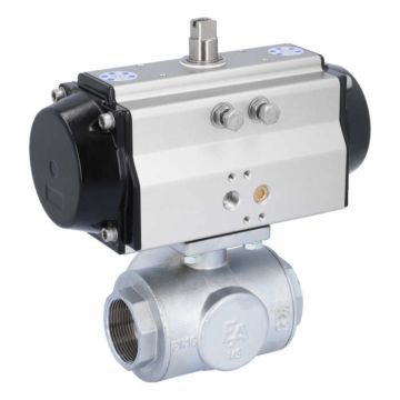 Ball valve TN, 11/2 ", with drive-OE, EW85, brass/PTFE-FKM, L-bore, spring return