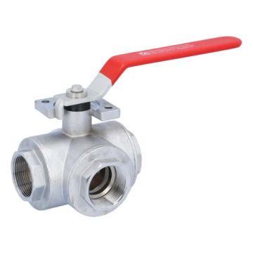 3-way ball valve 11/2 ", PN16, brass / PTFE FKM, L-bore, sealed on all