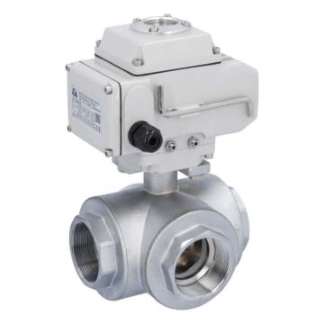 Ball valve TN, 2", with actuator-LE05, brass/PTFE-FKM, L-bore, 24V DC, oper. time 20sec.