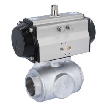 Ball valve-TN, 2 ", with drive-OE, EW85, brass/PTFE-FKM, L-bore, spring return