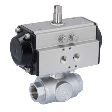 Ball valve TN, 3/4 ", with drive-OD, DW50, brass/PTFE-FKM, T-bore, double-acting