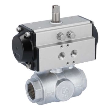 Ball valve-TN, 1 ", with drive-OD, DW50, brass/PTFE-FKM, T-bore, double-acting