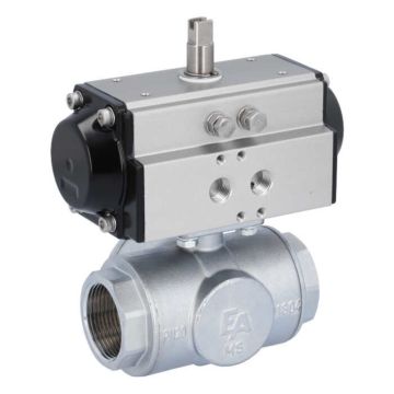 Ball valve TN, 11/4 ", with drive-OD, DW50, brass/PTFE-FKM, T-bore, double-acting