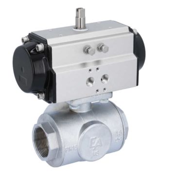 Ball valve TN, 11/2 ", with drive-OD, DW65, brass/PTFE-FKM, T-bore, double-acting