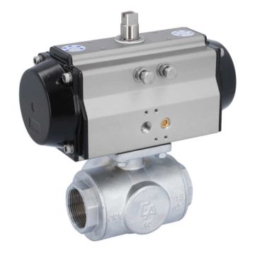 Ball valve TN, 11/2 ", with drive-OE, EW85, brass/PTFE-FKM, T-port, spring return