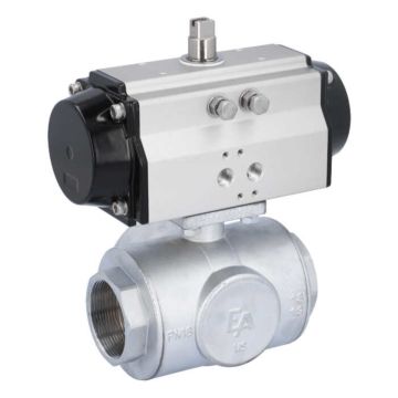 Ball valve-TN, 2 ", with drive-OD, DW65, brass/PTFE-FKM, T-bore, double-acting