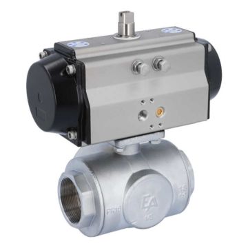 Ball valve-TN, 2 ", with drive-OE, EW85, brass/PTFE-FKM, T-port, spring return