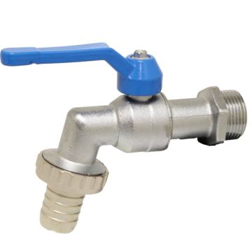 Ball drain cock 3/8 ", brass / PTFE FKM, PN16, male / hose connection