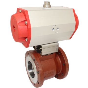 Ball valve VO, DN80, with drive-ED, DW85, Cast iron-25, stainless steel 1.4301, PTFE PTFE / 