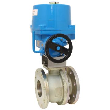 Ball valve VS, DN50, with drive-NE05, GS-C25 / PTFE FKM graph. / 1.4301, 24V DC, about 8